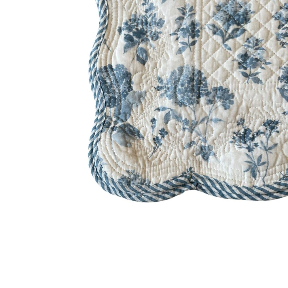Shabby Chic Placemats Blue Hydrangea Reverse Stripes 13x19 Set of 4 Cotton NEW - Picture 11 of 15